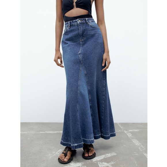 Zara Skirts Zara Denim Maxi Skirt Poshmark